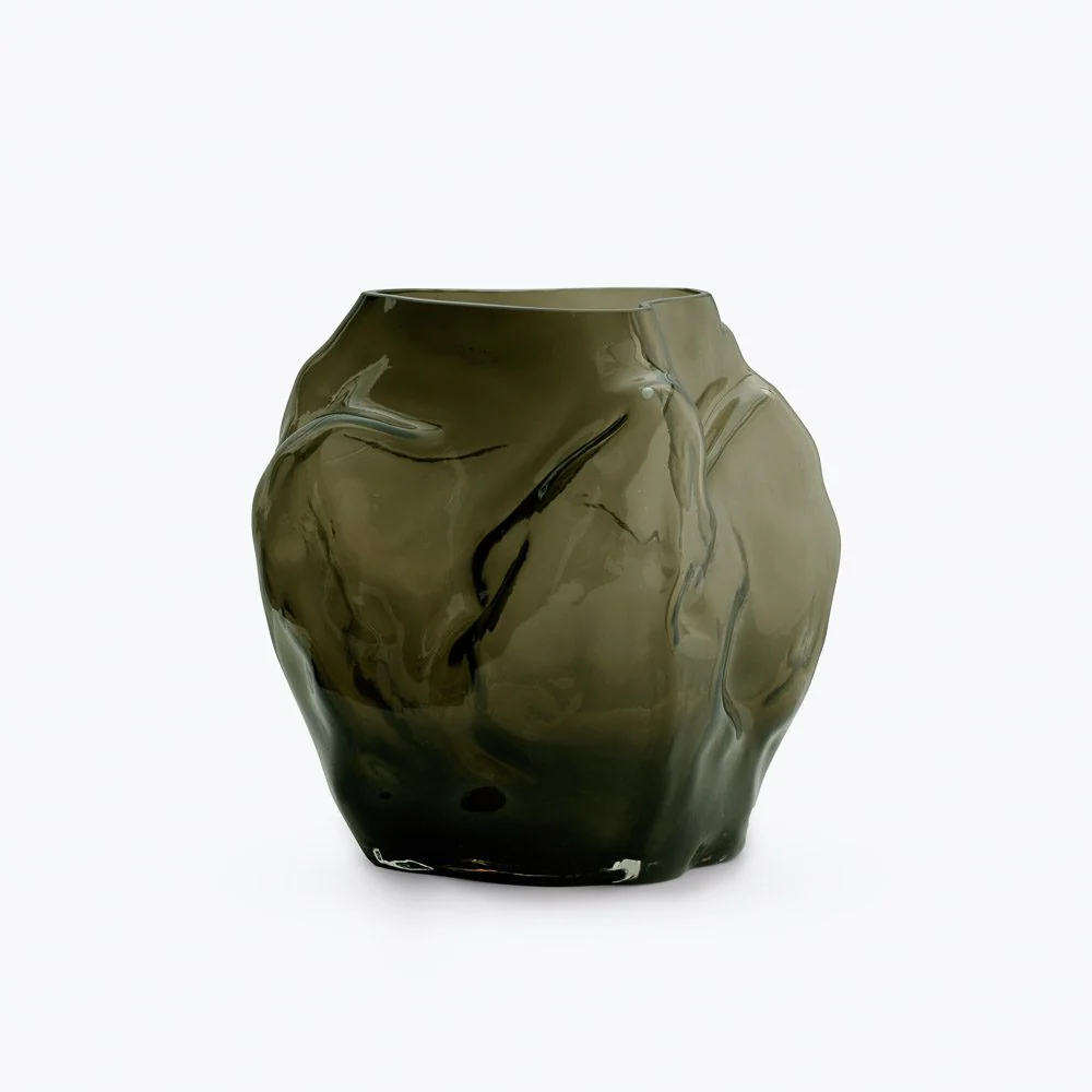 NEW WORKS Blaehr Vase Large, Smoked Green Glass - Image 2