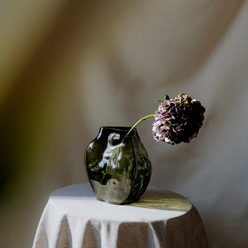 NEW WORKS Blaehr Vase Large, Smoked Green Glass - Image 6