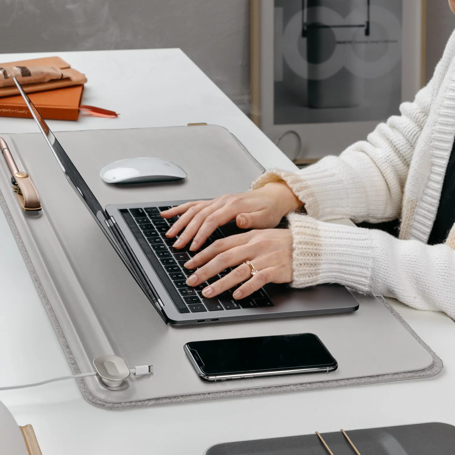 ORBITKEY Desk, Large, Mat Stone - Image 3