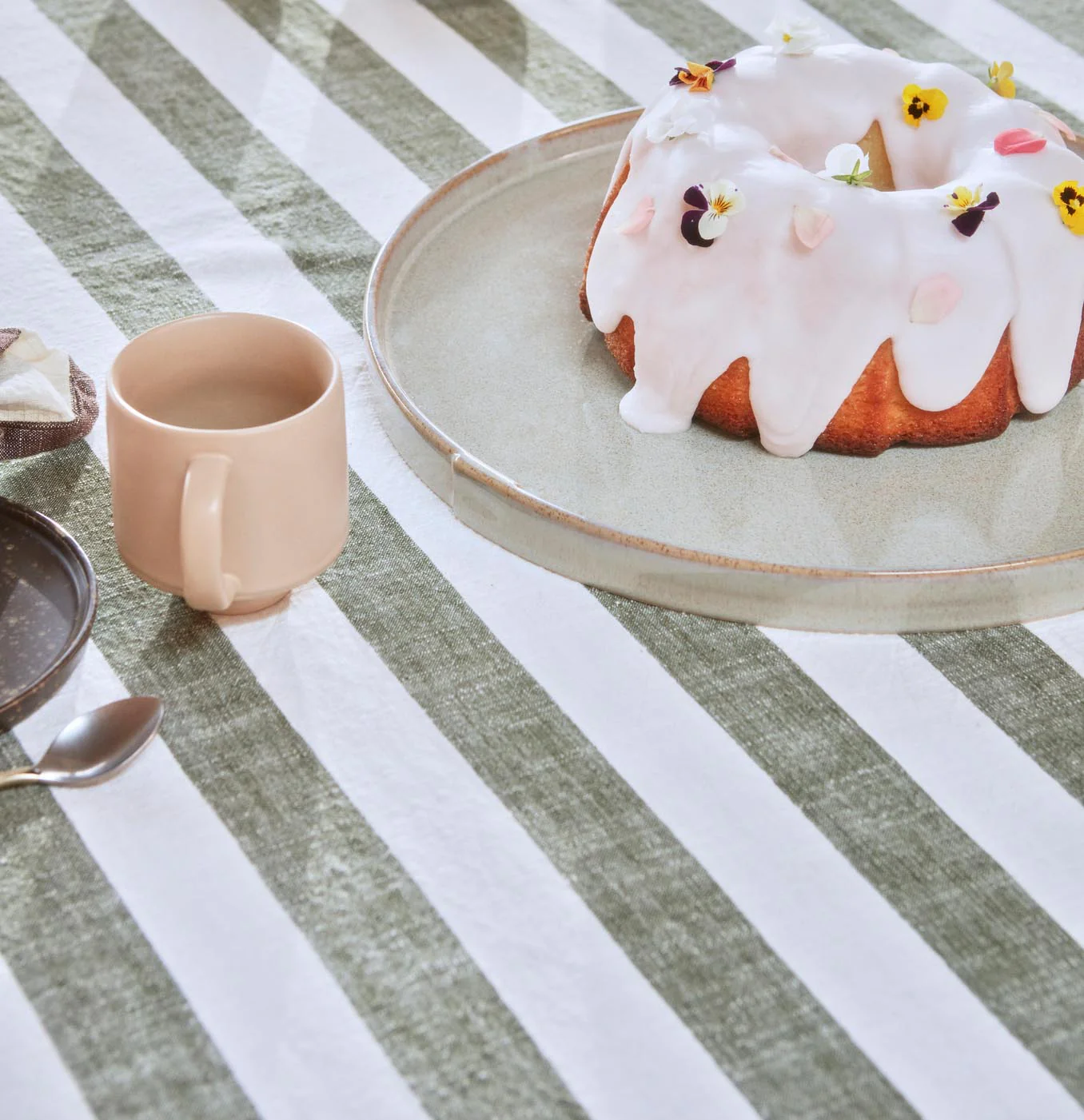 OYOY Striped Tablecloth, 260x140 cm, Olive - Image 4