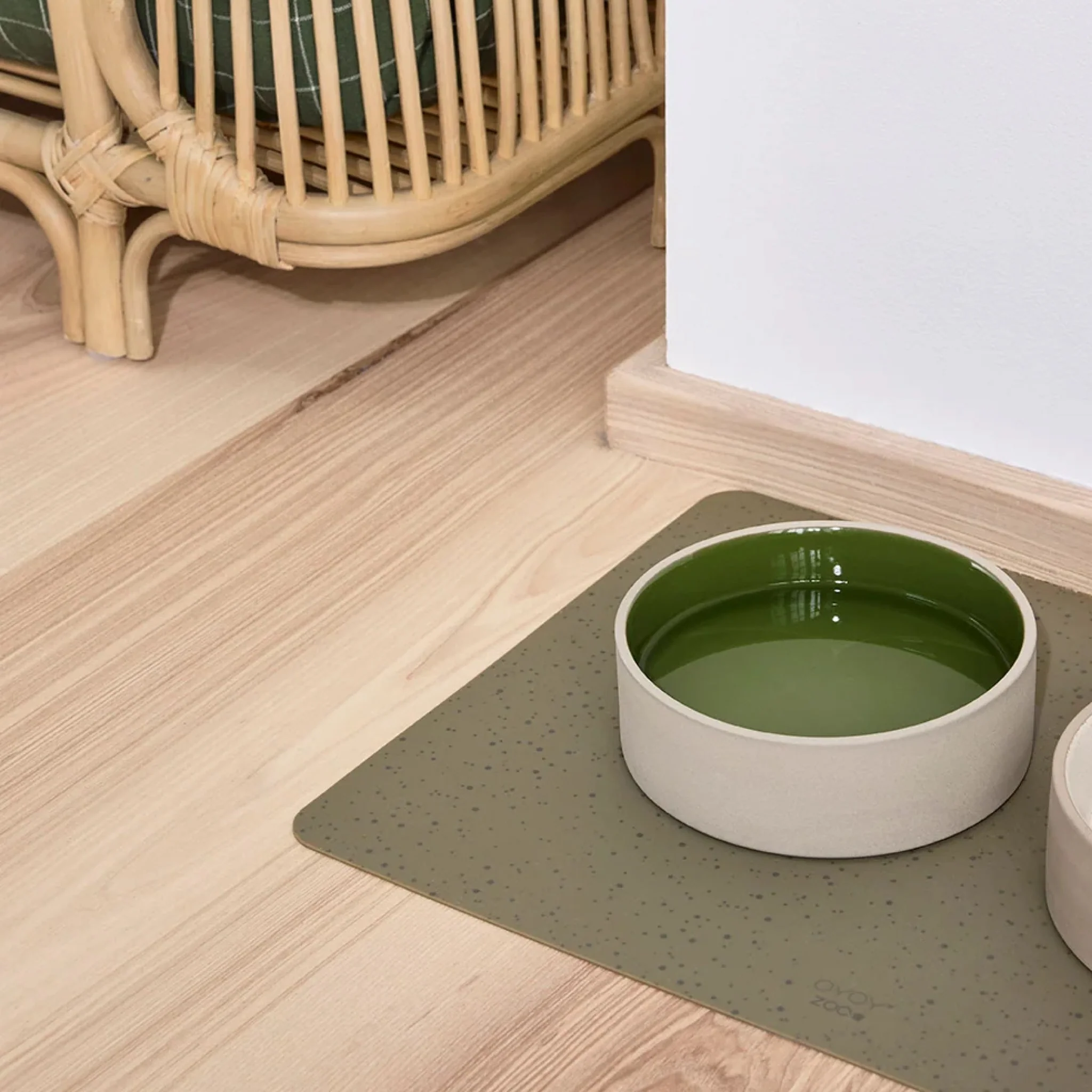 OYOY ZOO Koko Dog Bowl Mat, Olive - Image 2