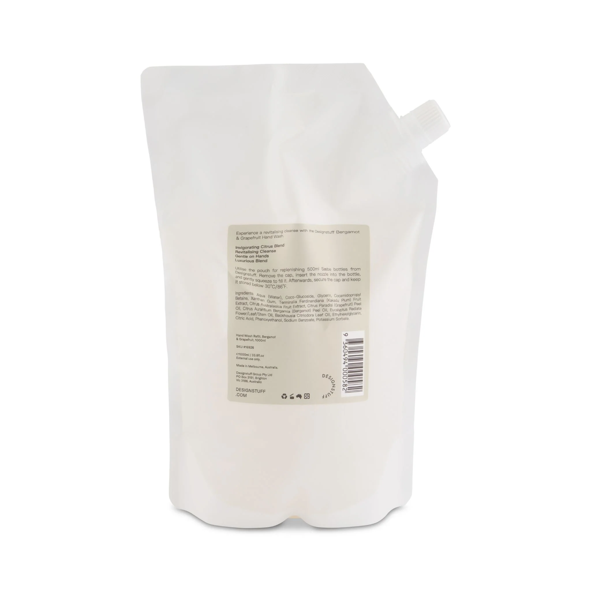 DESIGNSTUFF Saebe Hand Wash Refill, Bergamot & Grapefruit, 1L - Image 6