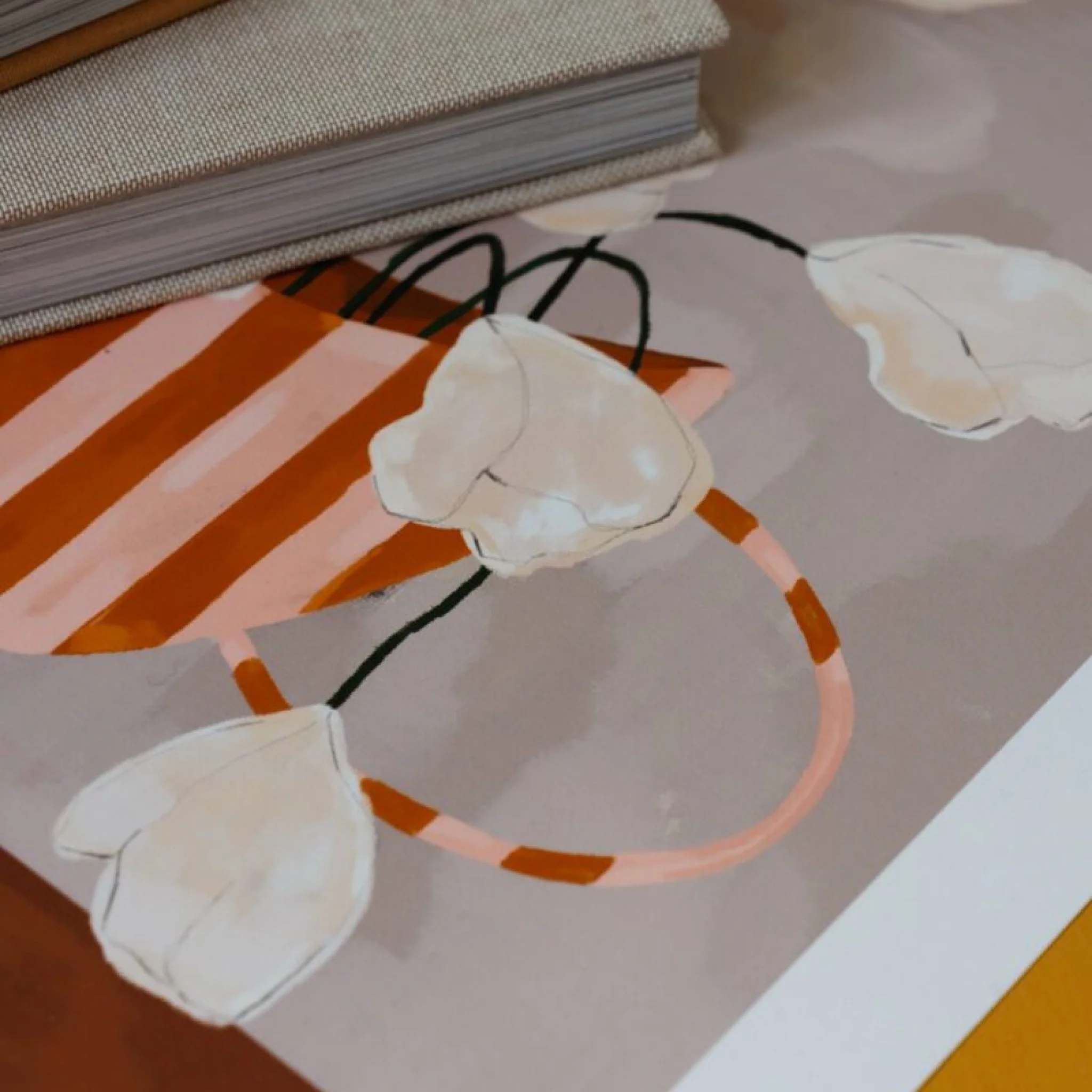 THE POSTER CLUB White Flowers in Striped Vase, Frankie Penwill, 50x70cm - Image 4