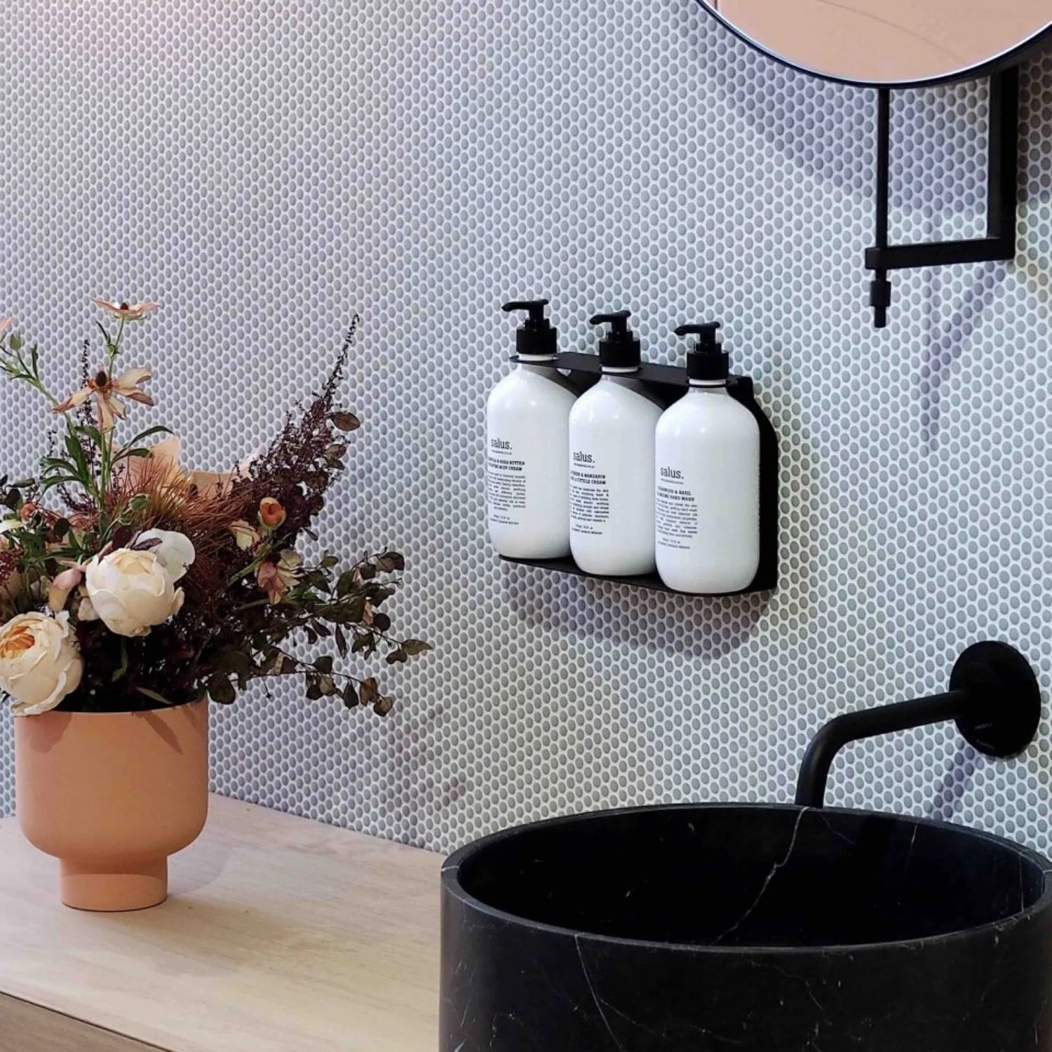 DESIGNSTUFF Triple Soap Dispenser Holder, Black - Image 4