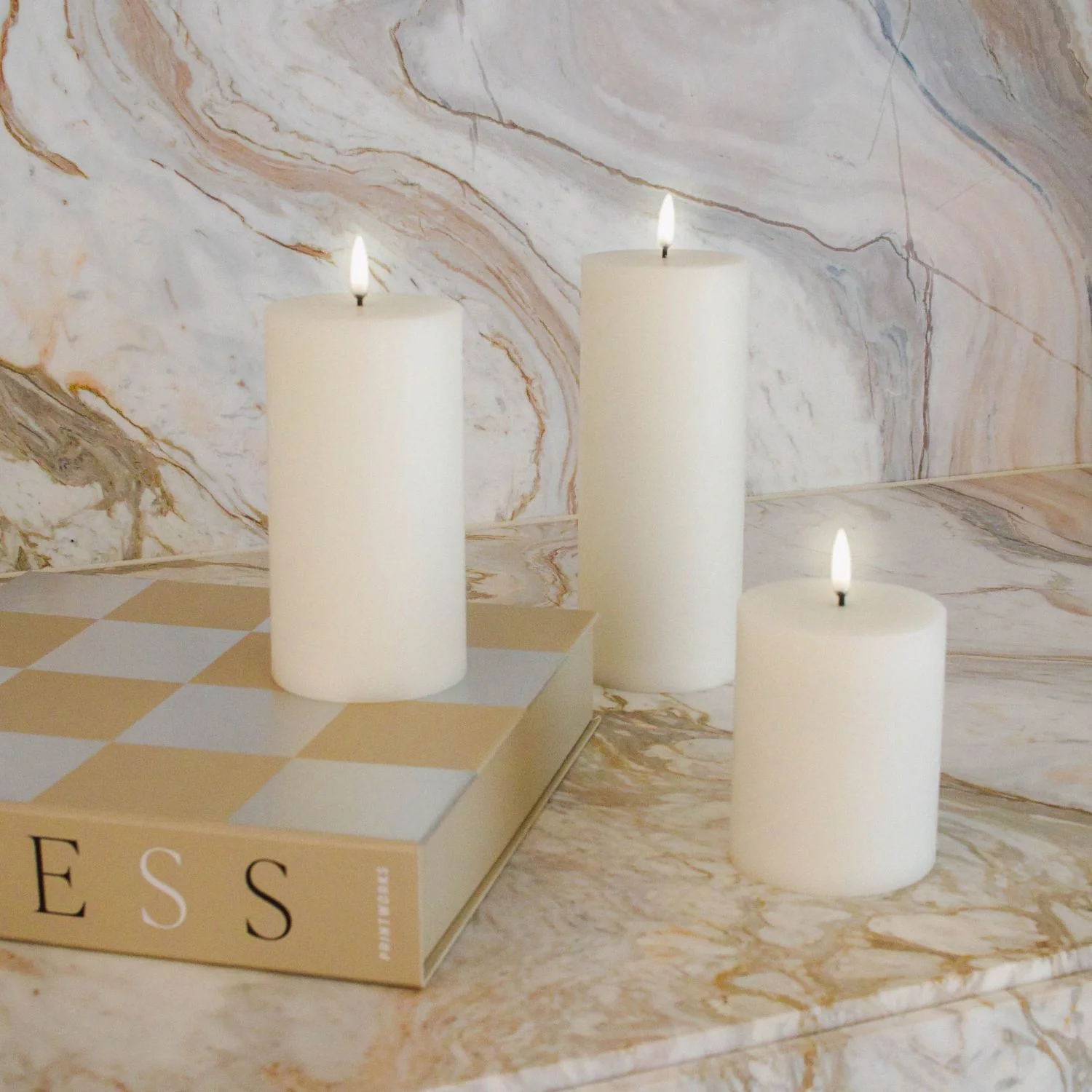 UYUNI LIGHTING Flameless Pillar Candle, Nordic White, W7.8 x H10cm - Image 2