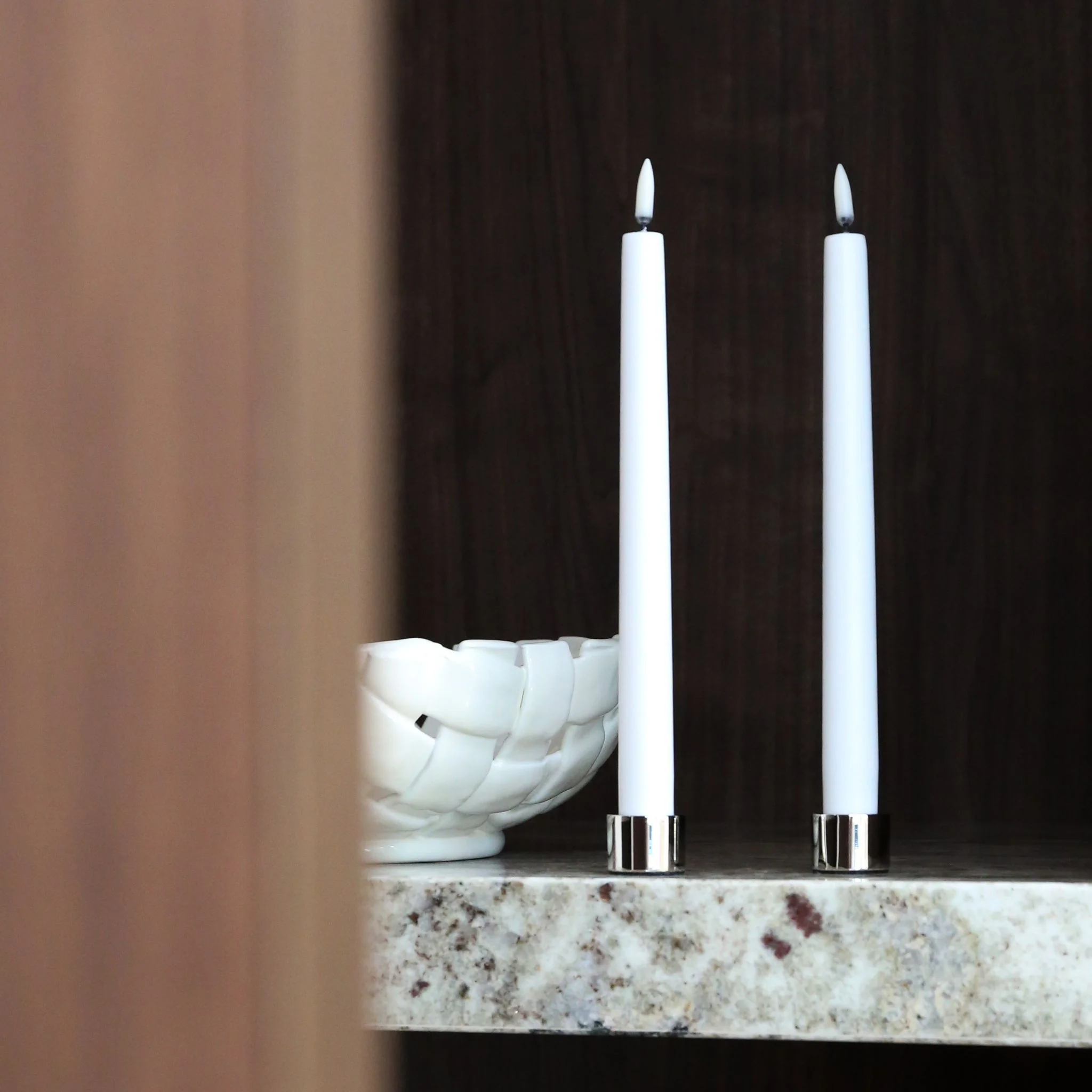 UYUNI LIGHTING Flameless Taper Candle, Nordic White, 25cm (Set of 2) - Image 3