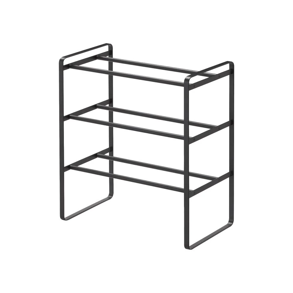 YAMAZAKI Frame Extendable Shoe Rack, 3 Tier, Black - Image 3