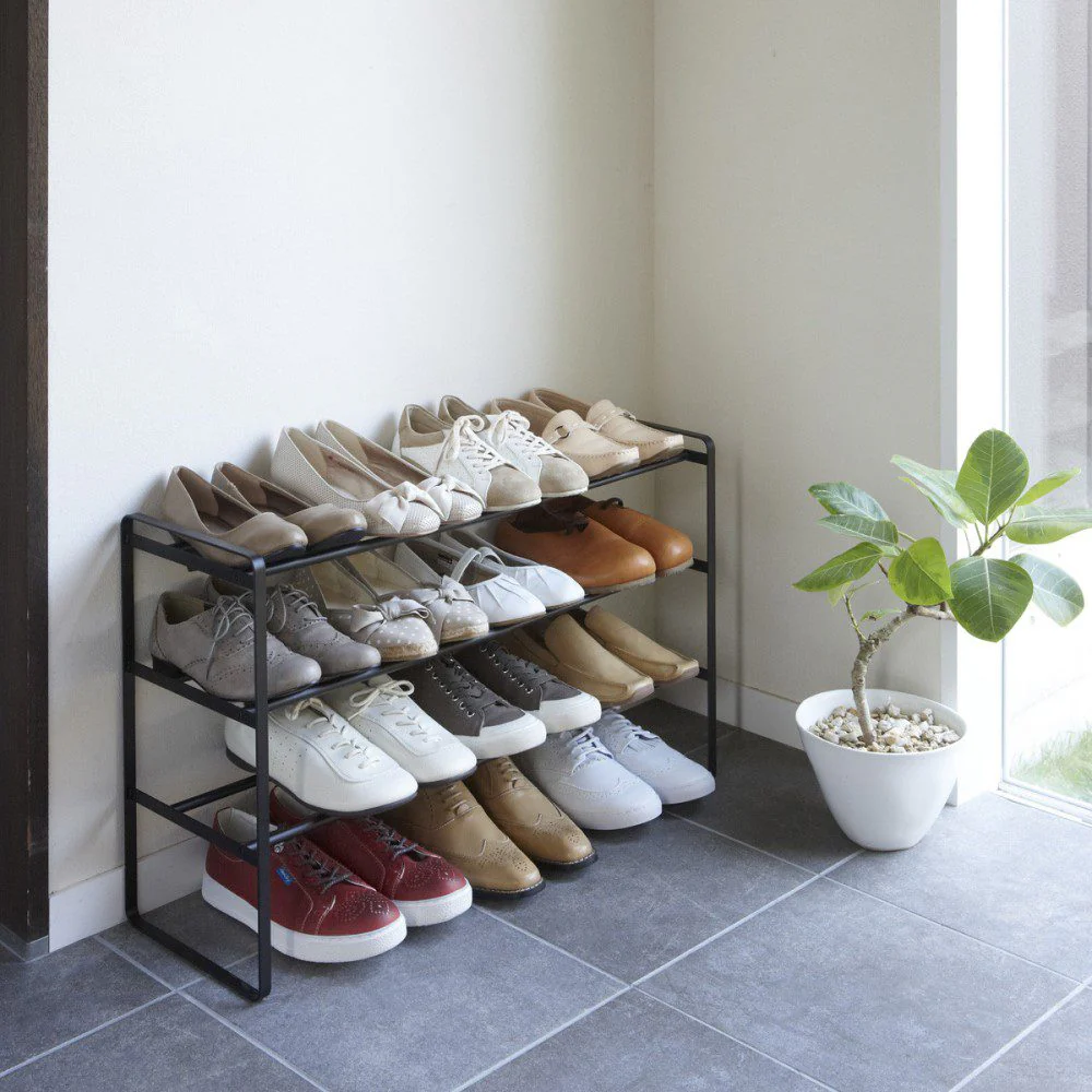 YAMAZAKI Frame Extendable Shoe Rack, 3 Tier, Black - Image 5