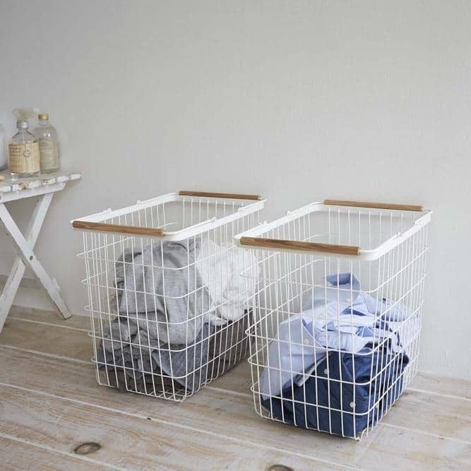 YAMAZAKI Tosca Laundry Wire Basket Large, White - Image 6