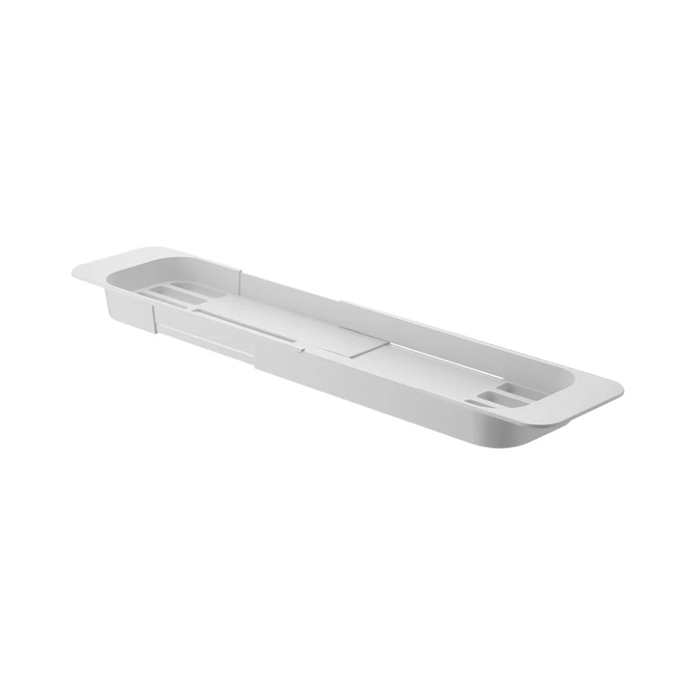 YAMAZAKI Tower Extendable Bath Tray, White - Image 4