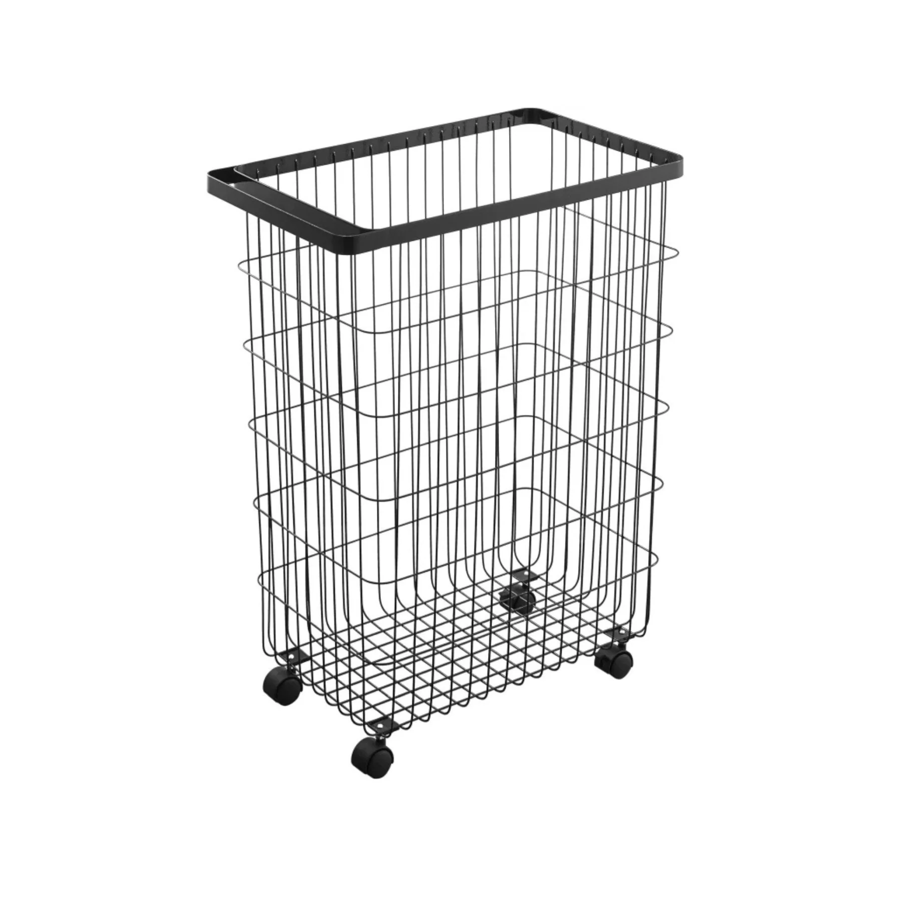 YAMAZAKI Tower Laundry Basket with Wheels, Black - Image 2