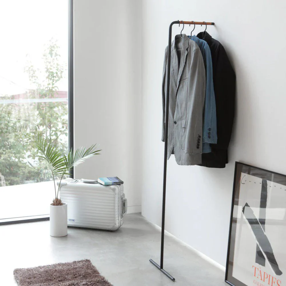 YAMAZAKI Tower Leaning Coat Hanger Rack, Black - Image 6