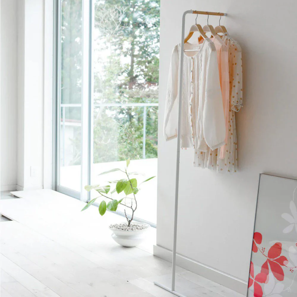 YAMAZAKI Tower Leaning Coat Hanger Rack, White - Image 6
