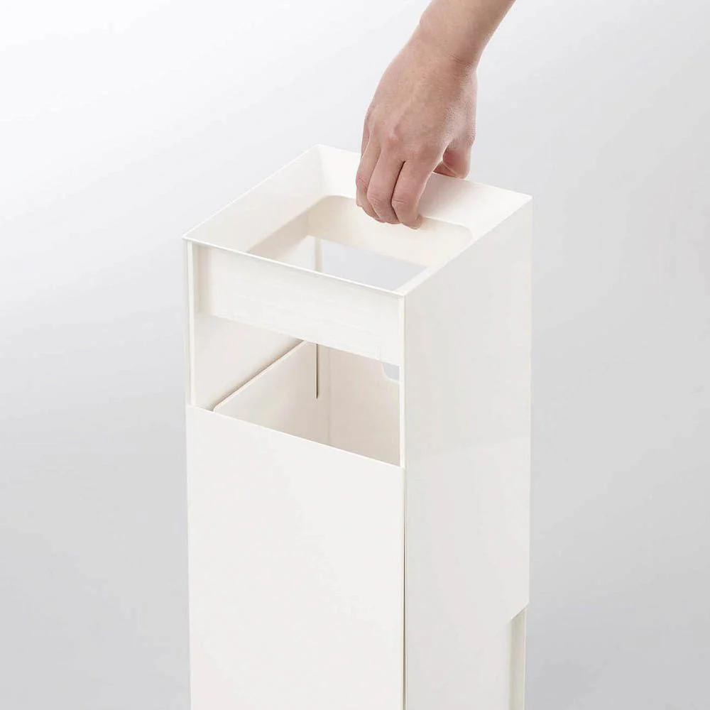YAMAZAKI Tower Square Trash Can/Rubbish Bin, White, H33 cm - Image 4