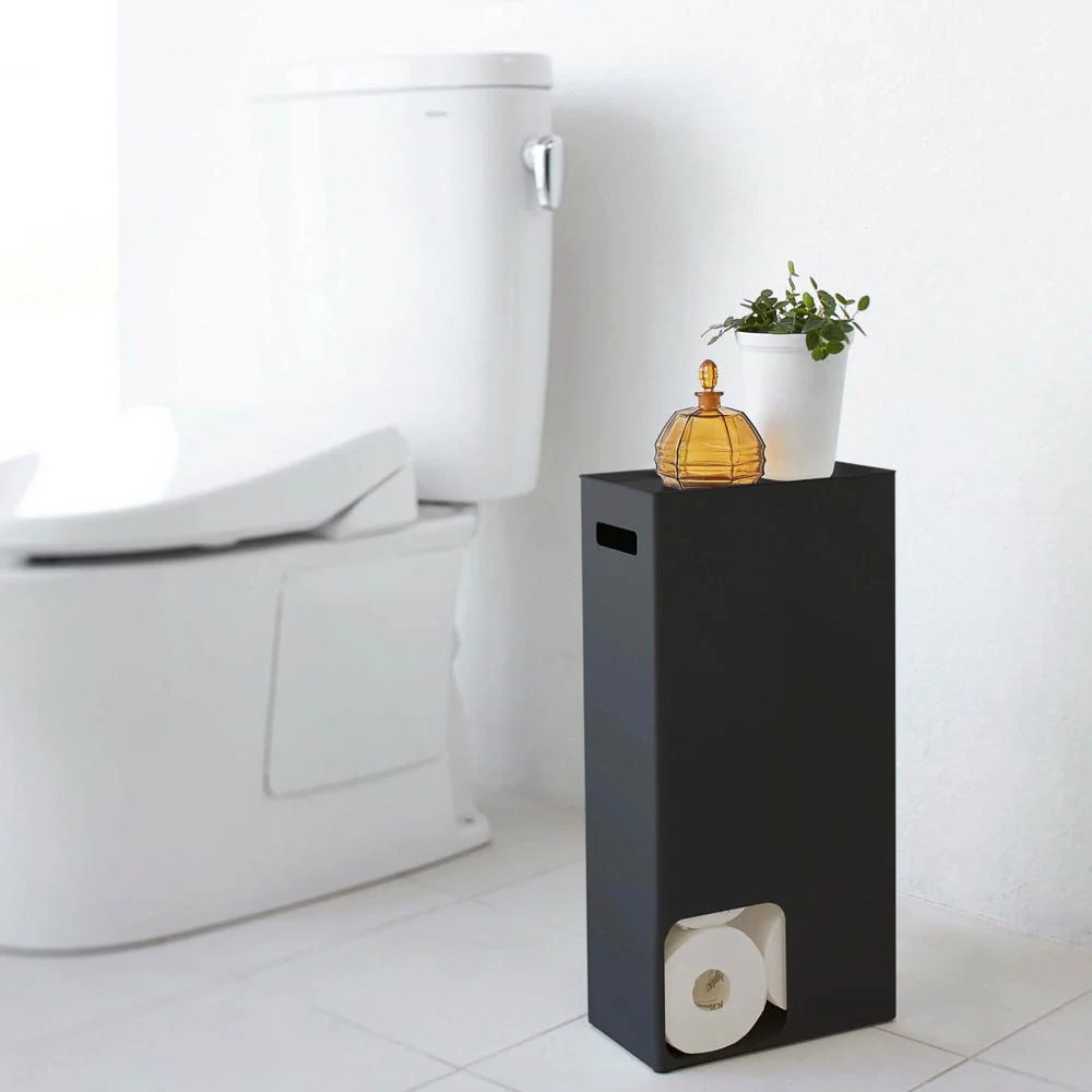 YAMAZAKI Tower Toilet Paper Stocker/Holder, Black - Image 3