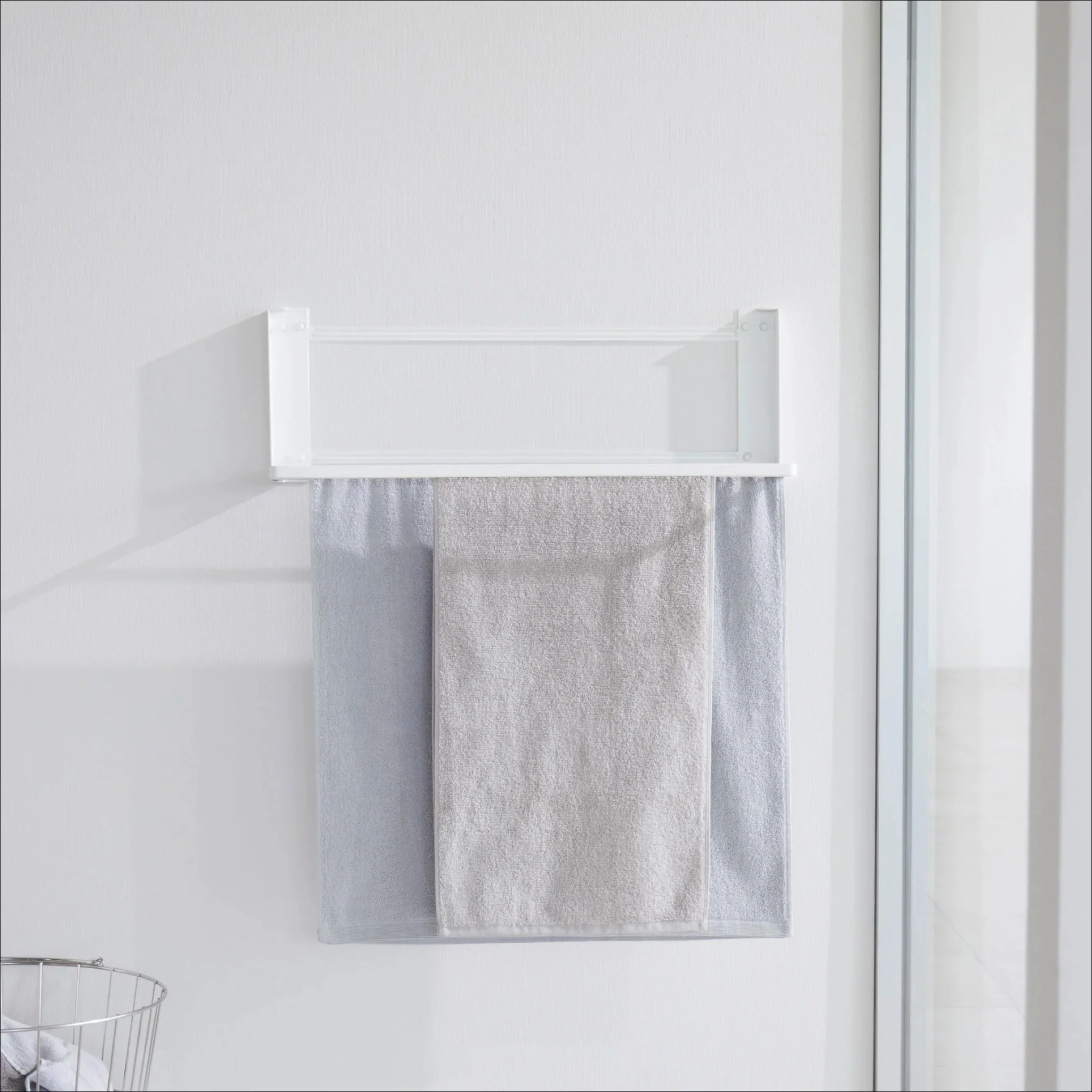 YAMAZAKI Tower Wall-Mounted Folding Clothes Drying Rack, White - Image 6