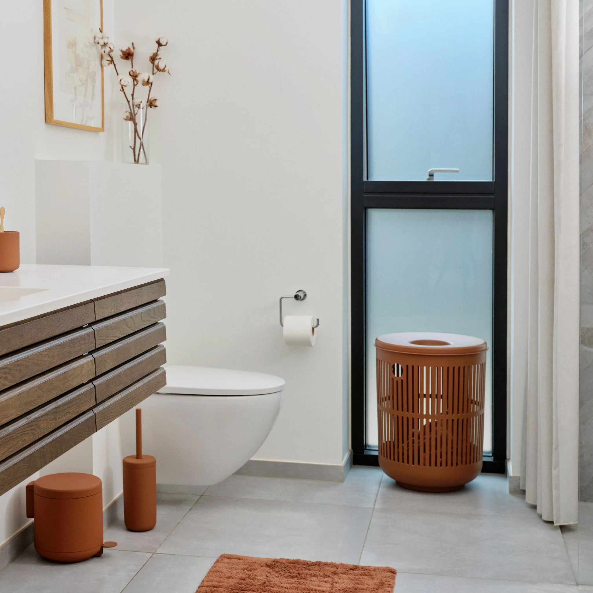 ZONE DENMARK Ume Laundry Basket 60L w/Lid Terracotta - Image 5