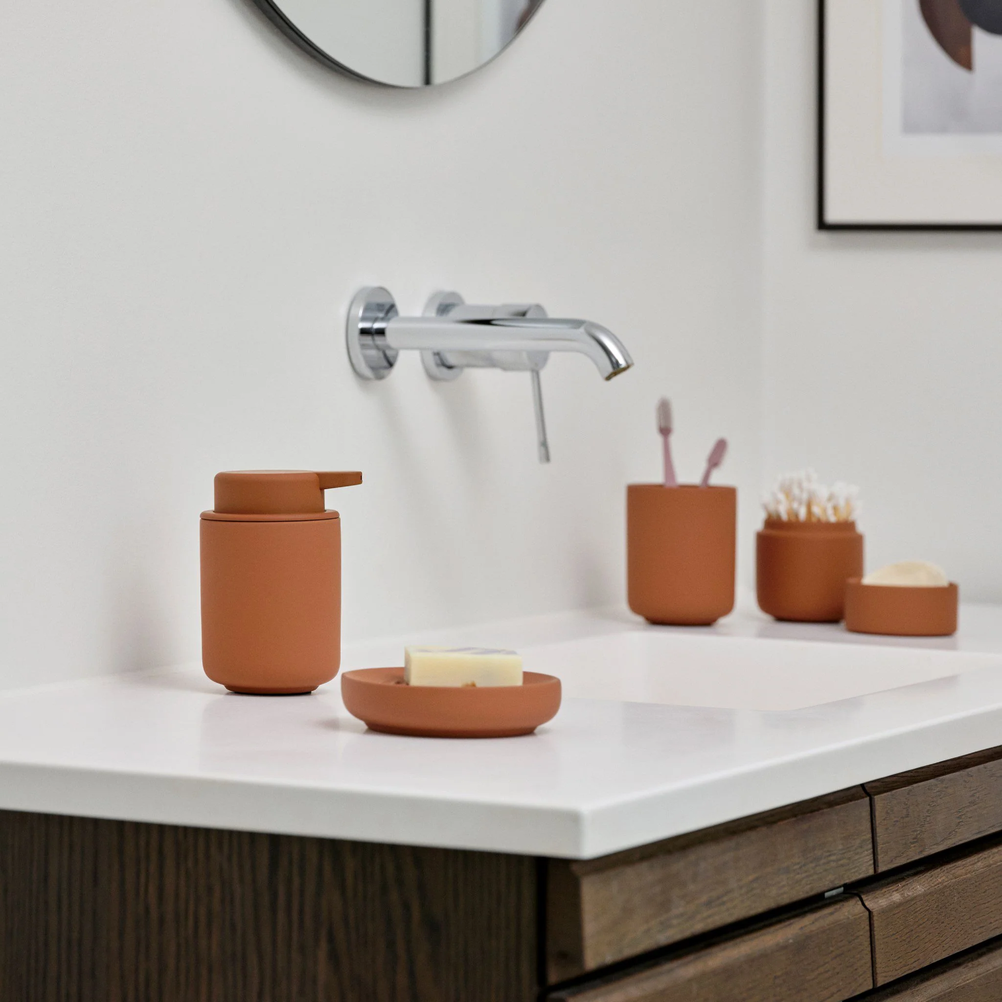 ZONE DENMARK Ume Soap Dispenser 250ml, H12.8cm, Terracotta - Image 4